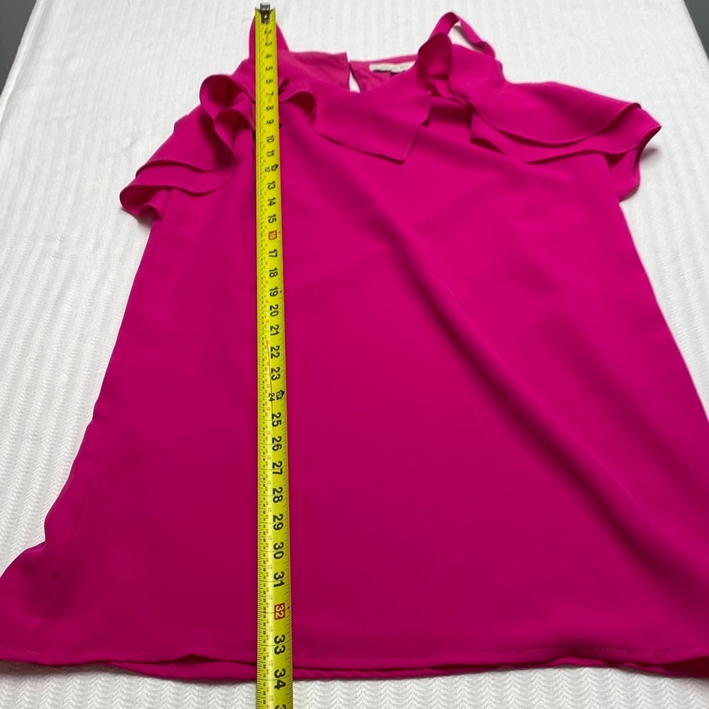 Slip Dress Fuchsia Hot Pink Ruffle Feminine Summer Cocktail Event Bridal Size XS - Picture 11 of 11